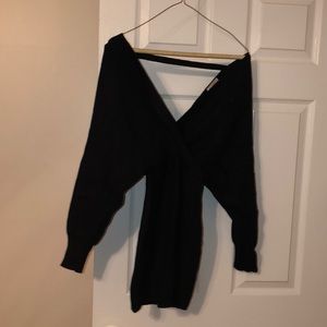 Boutique black open back sweater dress